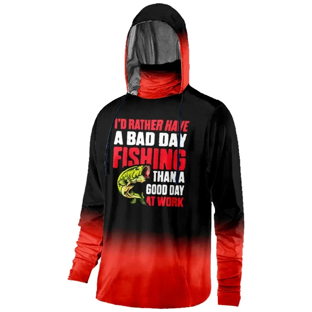 Mens Fishing Clothing It Is Good Fishing Day Printed Sun Protection Face Mask Hoodies Outdoor Sports Breathable Clothes