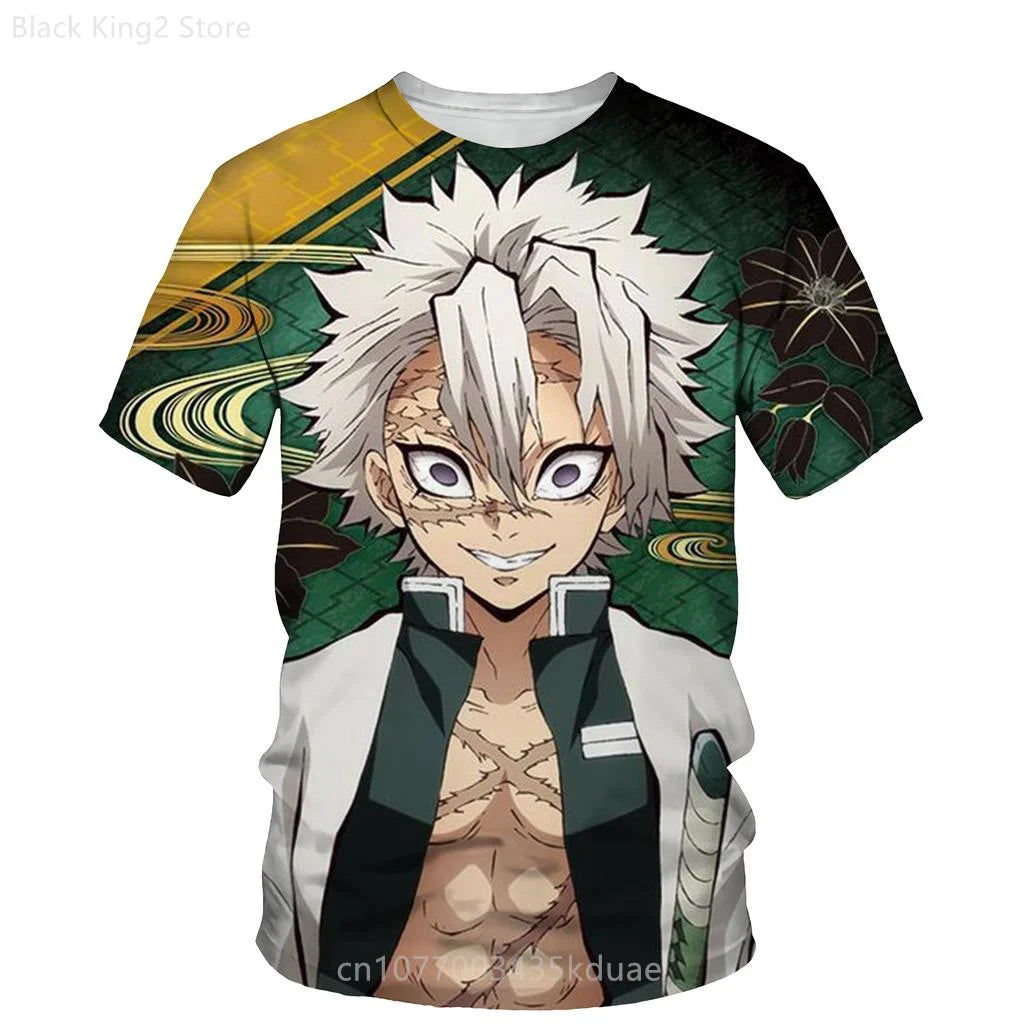 Demon Slayer Men's T-shirt Summer Cartoon Anime Manga Short Sleeve T Shirt Harajuku Boys Girl Casual Tops Oversized Men Clothing