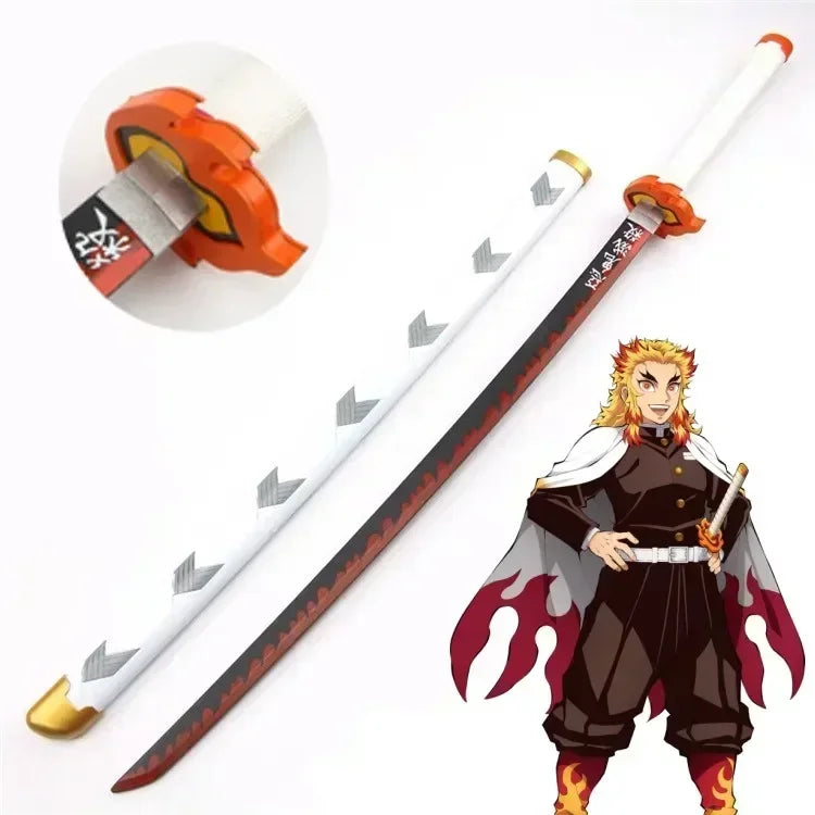 104cm Demon Slayer Katana Sword Kimetsu No Yaiba Anime Cosplay Prop Ninja Knife Real Size Japanese Katana Samurai Sabre Kid Toys