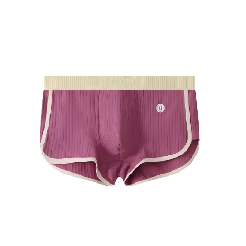 1/3PCS 100% Cotton Solid Striped Men's Boxer Sexy Breathable Mesh U Crotch Underwear High Elastic Widen Waistband Underpants