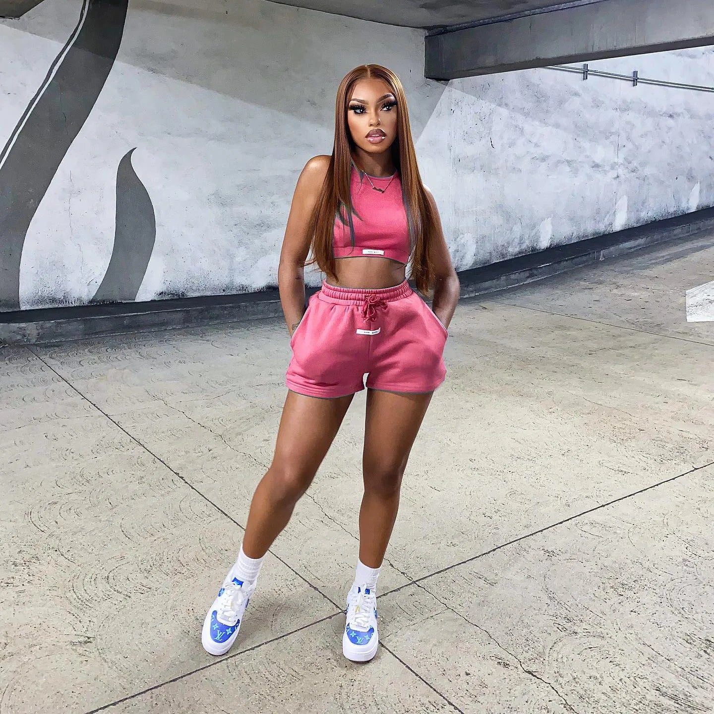 2023 Streetwear Knit 2 Two Piece Dress Sets Skirts Crop Tops Mini Skirt Matching Orange Drawstring Black Skirts Dress Suits