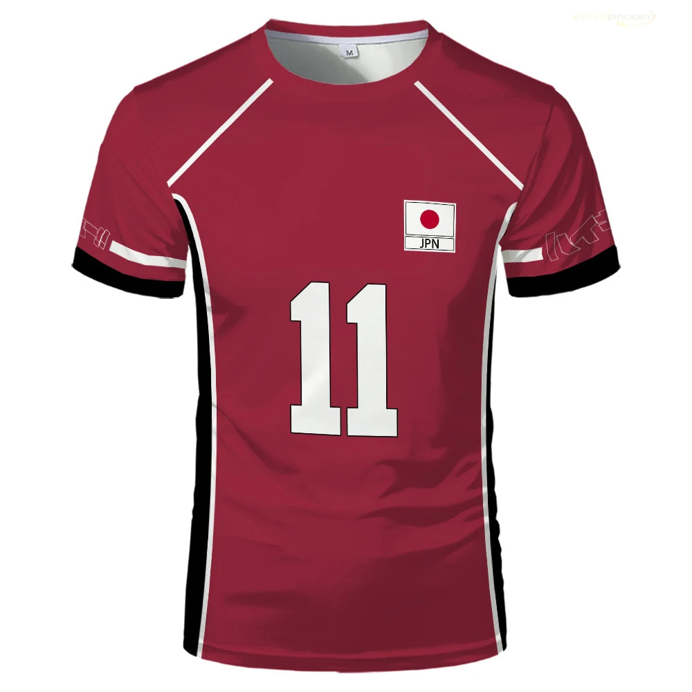 Janpan Anime Haikyuu Fukurodani Red Cosplay T-shirts Cartoon Costume Men's T Shirt Karasuno High School Boys Volleyball Jerseys