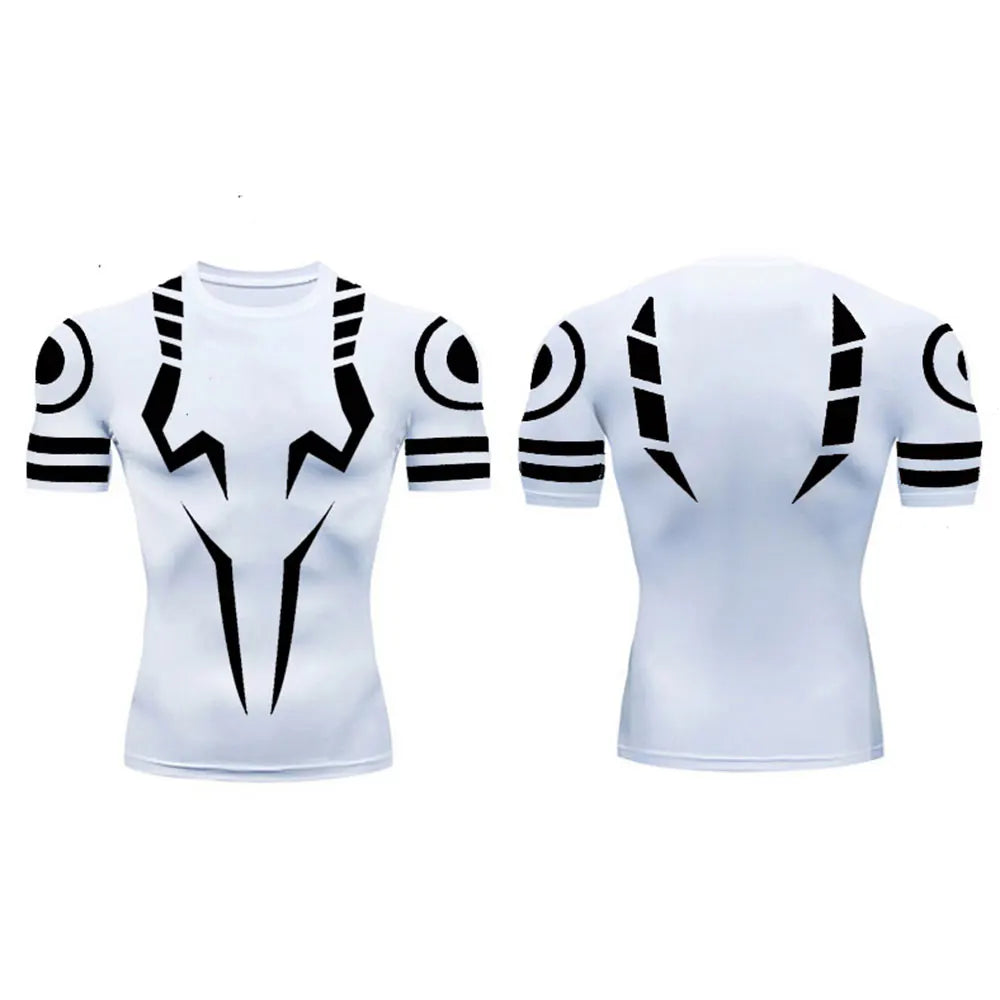 Anime Jujutsu Kaisen Compression Set Fitness Suit for Men Quick Dry 3D Compression Shirt+Gym Shorts Running Workout Sportswear