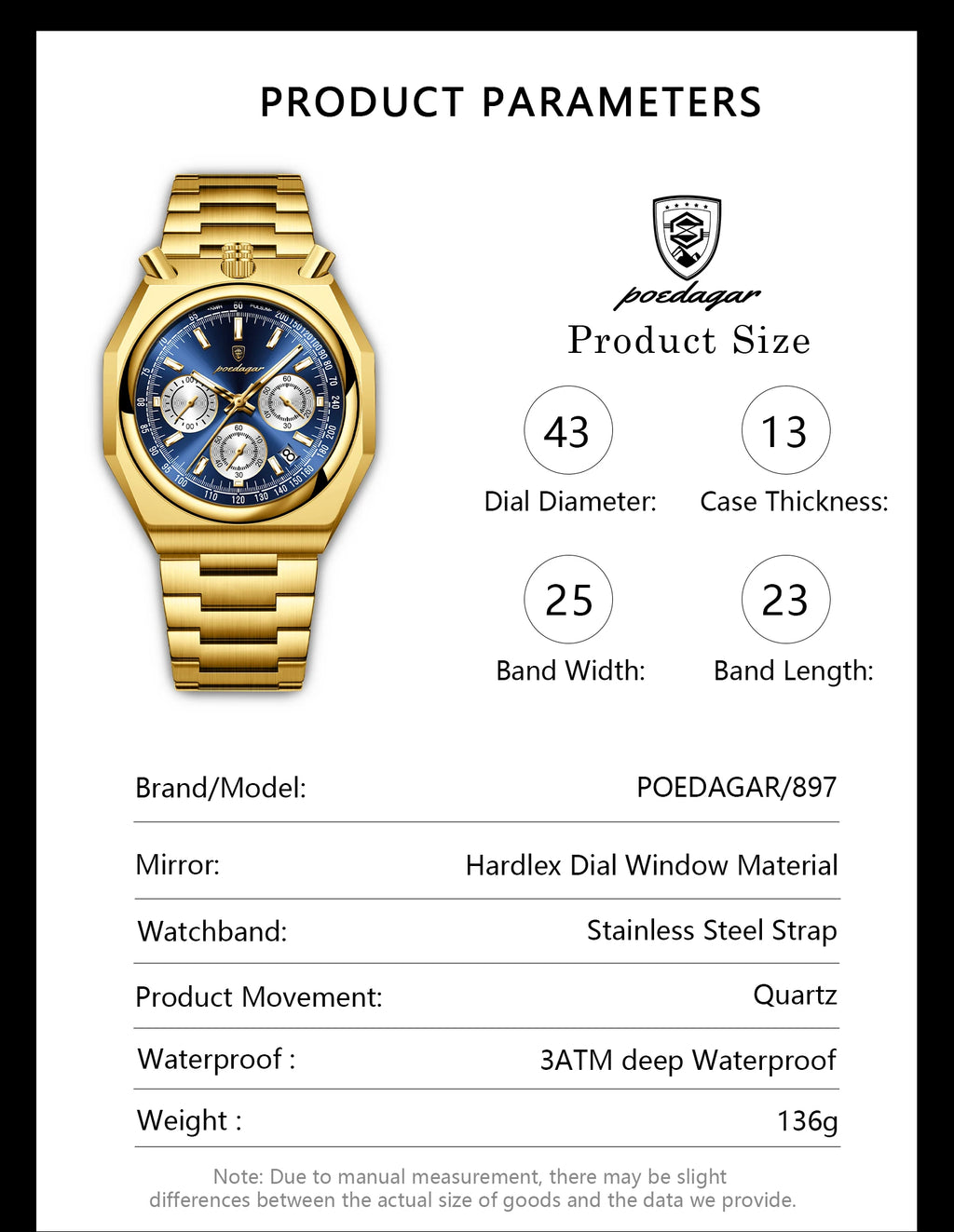 POEDAGAR Top Luxury Man Wristwatch Fashion Luminous Date Stainless Steel Men Watch Chronograph High Quality Men's Quartz Watches