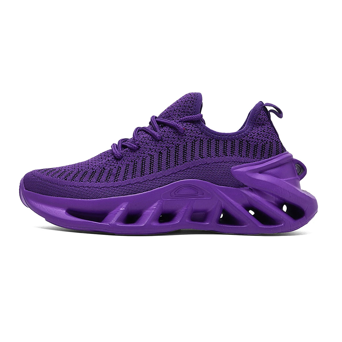 Purple lightweight mesh running shoes for women with lace-up closure and modern design.