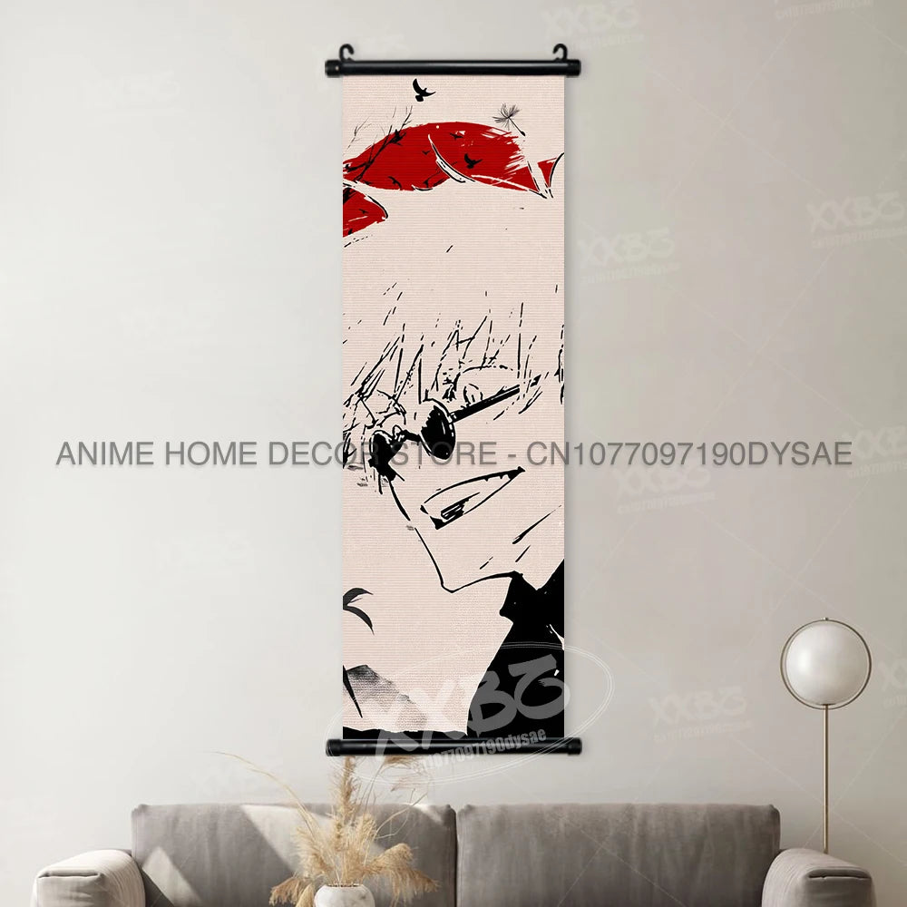 Jujutsu Kaisen Posters Gojo Satoru Canvas Scrolls Picture Panda Home Decoration Wall Artwork Fushiguro Megumi Hanging Painting