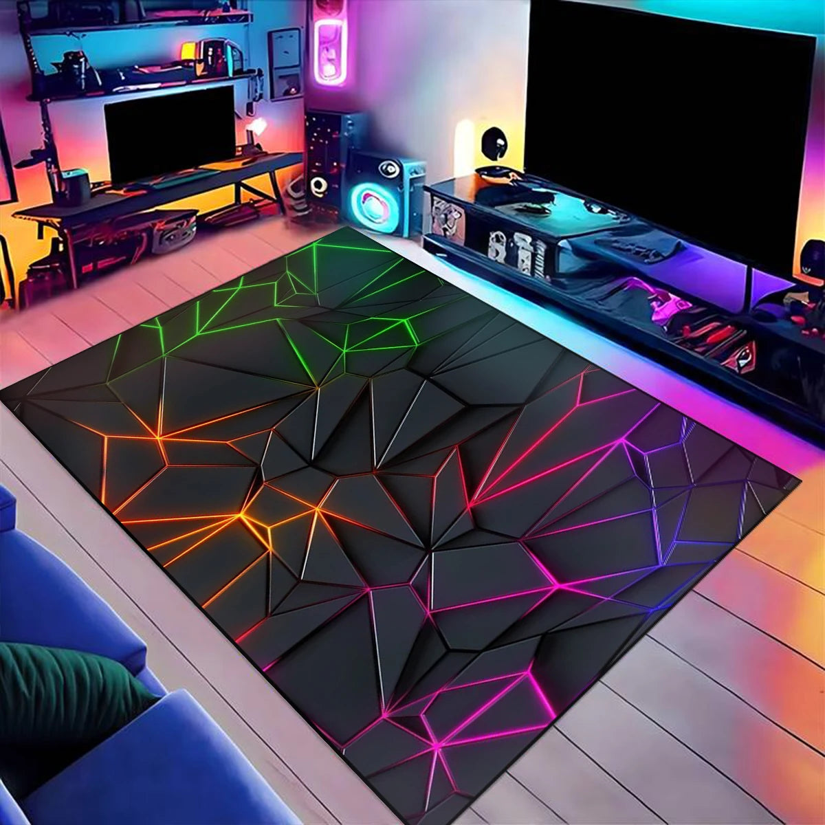 Gaming Mats Bedroom Rug Gamer Carpet Non-slip Wear-resistant Living Room Floor Mat American Laser Light Large Size Study Rug 양탄자