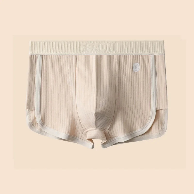 1/3PCS 100% Cotton Solid Striped Men's Boxer Sexy Breathable Mesh U Crotch Underwear High Elastic Widen Waistband Underpants