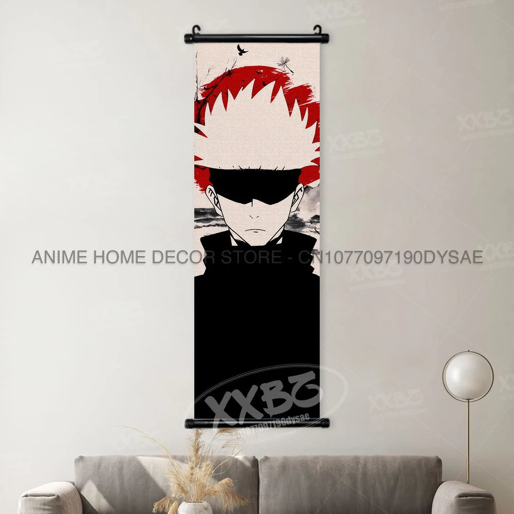 Jujutsu Kaisen Posters Gojo Satoru Canvas Scrolls Picture Panda Home Decoration Wall Artwork Fushiguro Megumi Hanging Painting