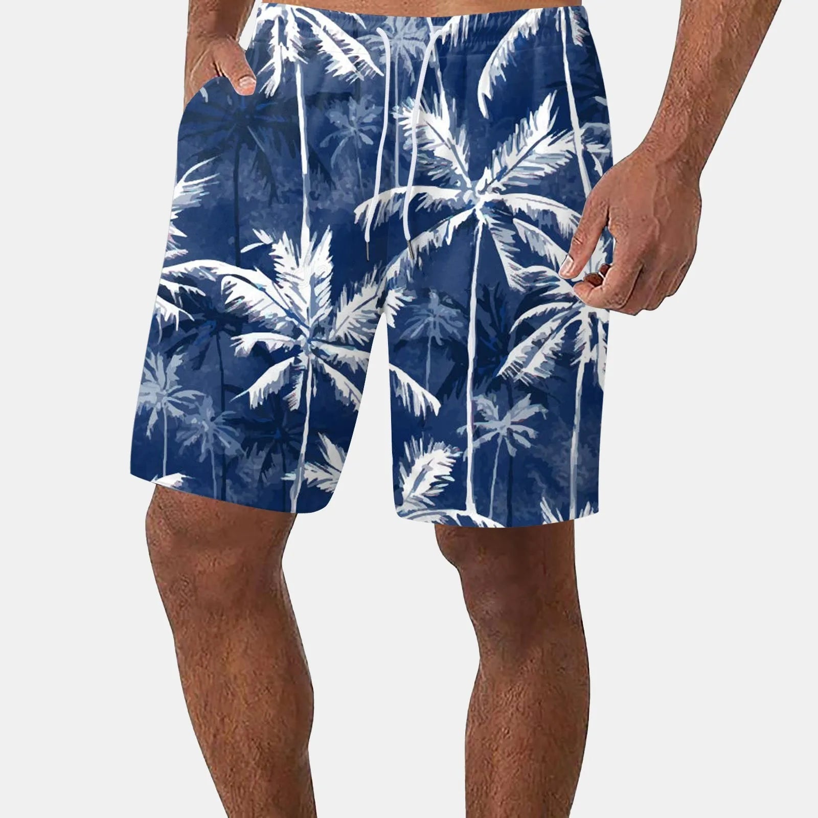 Men’s polyester shorts Mens Beach Shorts Casual Lightweight Drawstring Holiday Tropical Shorts With Pockets shorts para hombre