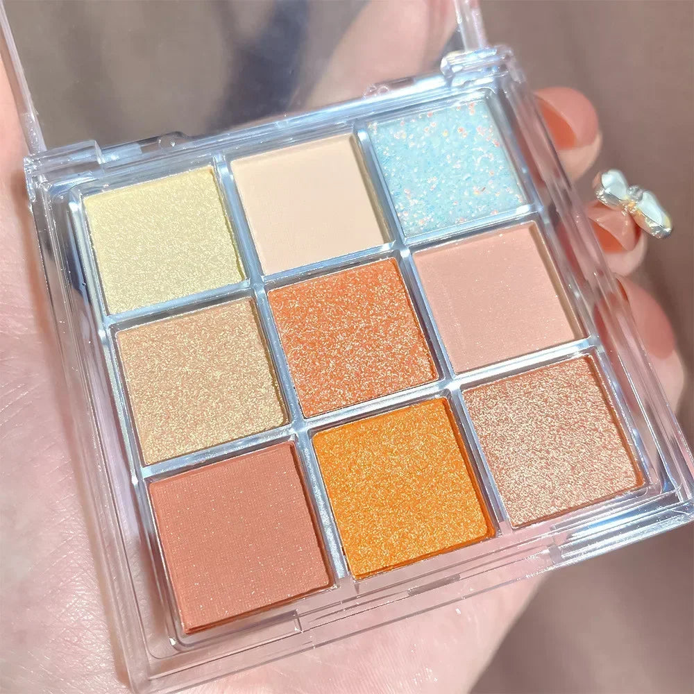 9 Colors Chocolate Eye Shadow Palette Pearly Matte Earth Color Eyeshadow Pallete Shiny Sequins Eye Pigments Lasting Makeup
