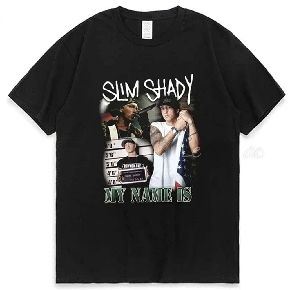 2024 Rapper Eminem T Shirt Women Men Fashion T-shirts Hip Hop Tops Tees Loose Rock Camisetas Boy Tees Summer New Unisex 82922