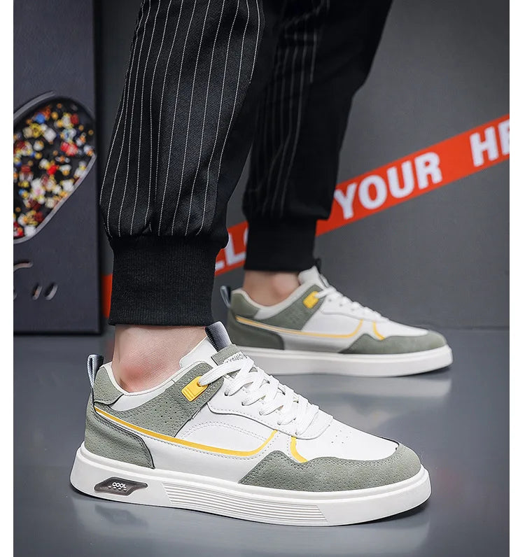 Oulylan Anti-slip Ventilate Leather Board Shoes Trendy Male Outdoor Sports Footwear Spring Comfortable Casual Versatile Sneakers