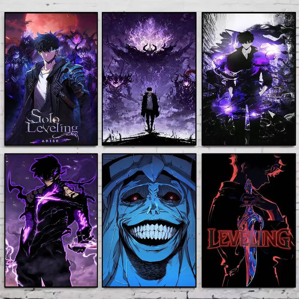 S-Solo Leveling Anime Poster Gallery Prints Self Adhesive  Home Decor Decoration Wall Decals Living Room Sticker