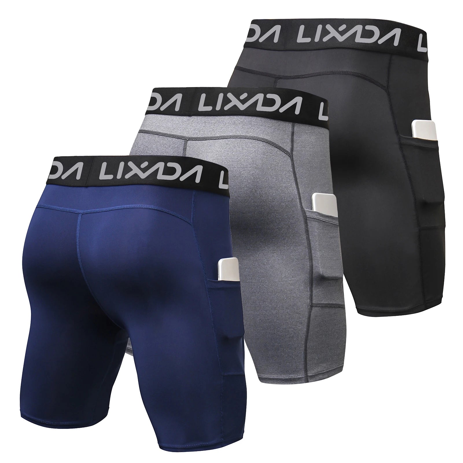 Lixada 3 Pack Men Sports Shorts Active Workout Underwear with Pocket