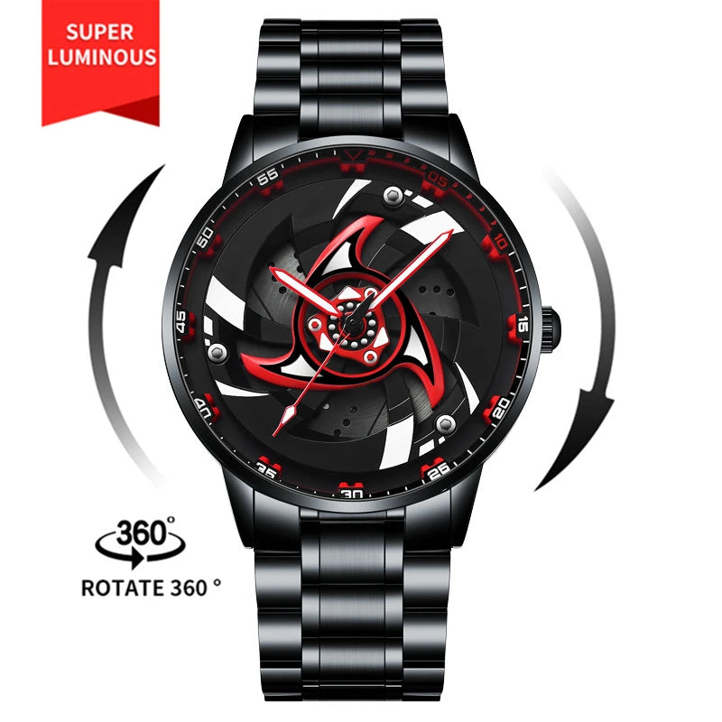 Kaleidoscope Sharingan Rotary Dial Watch 3D Japanese Anime Dial Quartz Men's Watch Top Brand Luxury Waterproof Fashion Men Watch