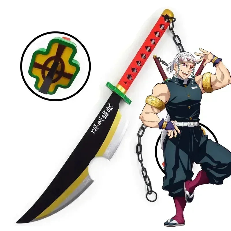 104cm Demon Slayer Katana Sword Kimetsu No Yaiba Anime Cosplay Prop Ninja Knife Real Size Japanese Katana Samurai Sabre Kid Toys