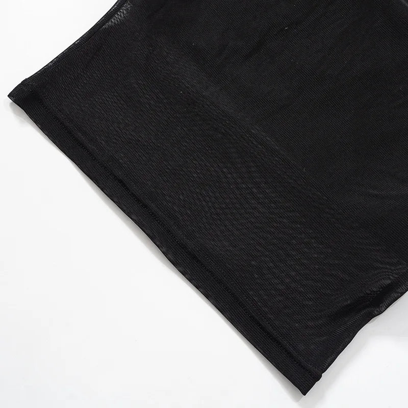 Mesh Corset Black Crop Top Women Patchwork Tube Top Sexy Sleeveless Off Shoulder Cami Summer Streetwear Slim Strapless Tank Tops