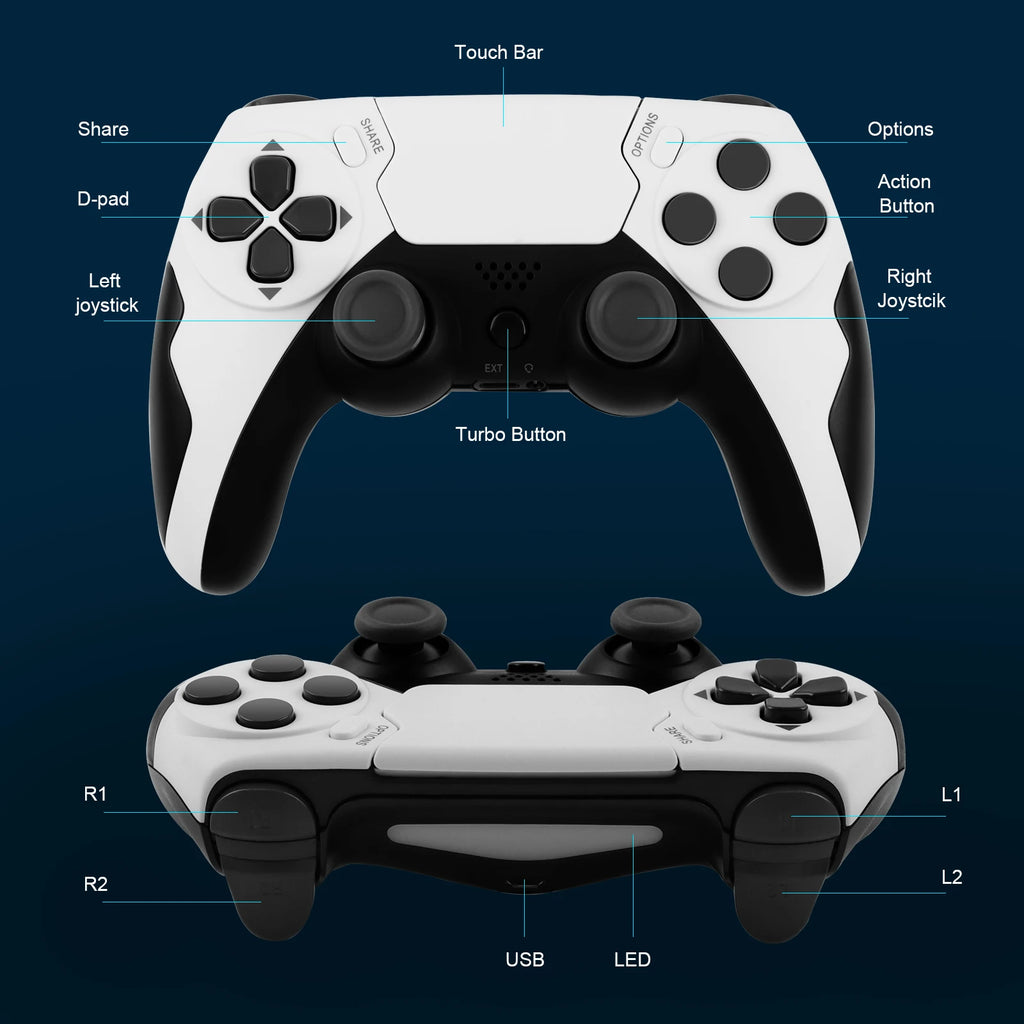 GAMINJA Wireless Controller Dual Vibration Game Joystick Gamepd For PS4 PS3 Console PC Gamepad with 6-axis Gyros