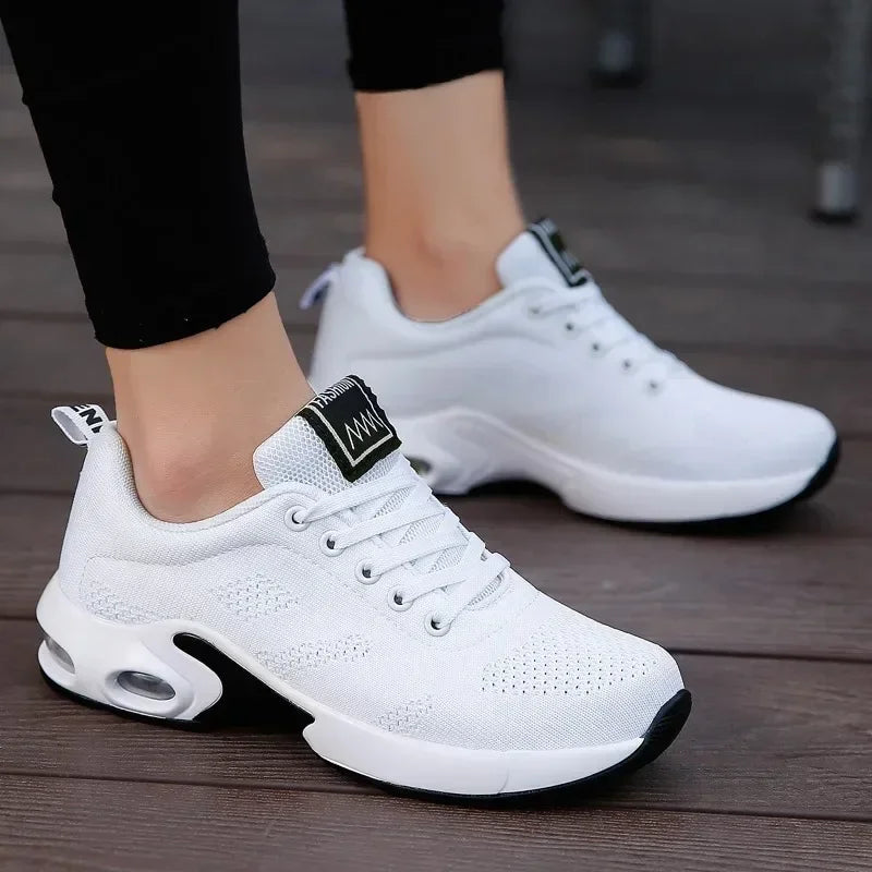 Black anime and more summer women's sneakers with air cushion design, perfect for sports and casual wear.