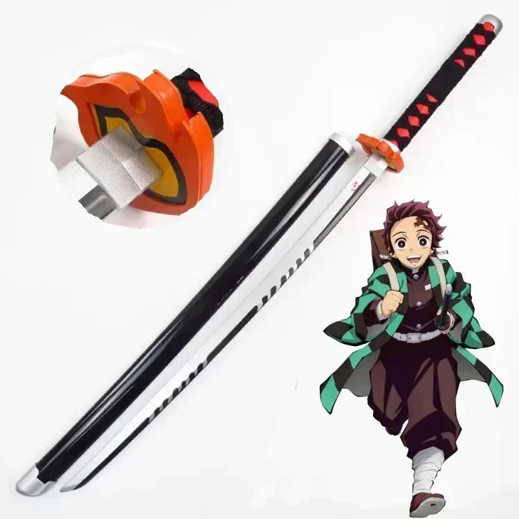 104cm Demon Slayer Katana Sword Kimetsu No Yaiba Anime Cosplay Prop Ninja Knife Real Size Japanese Katana Samurai Sabre Kid Toys