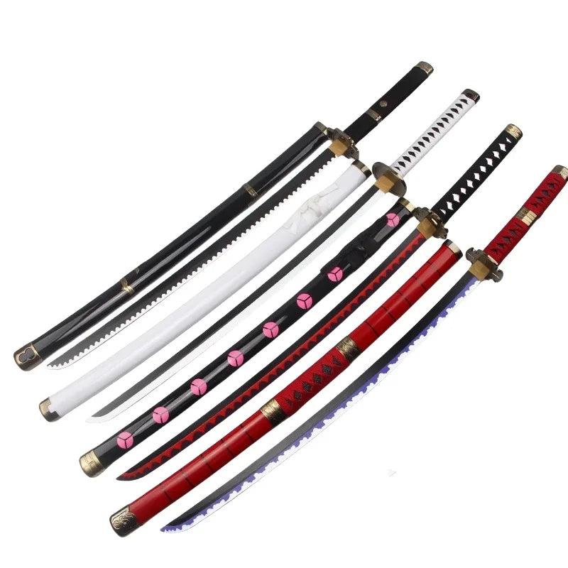 104cm Zoro Katana Sandai Kitetsu Sword Blade Anime Cosplay Prop Ninja Knife Real Full Size Japanese Katana Samurai Sabre Kid Toy