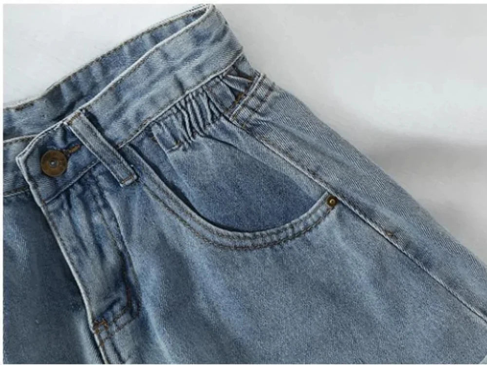 PTKPCC New Summer Korean Retro High-waist Loose  Jeans Shorts Women Versatile Edge Casual Hot Pants Women Clothing Jeans PTKPCC