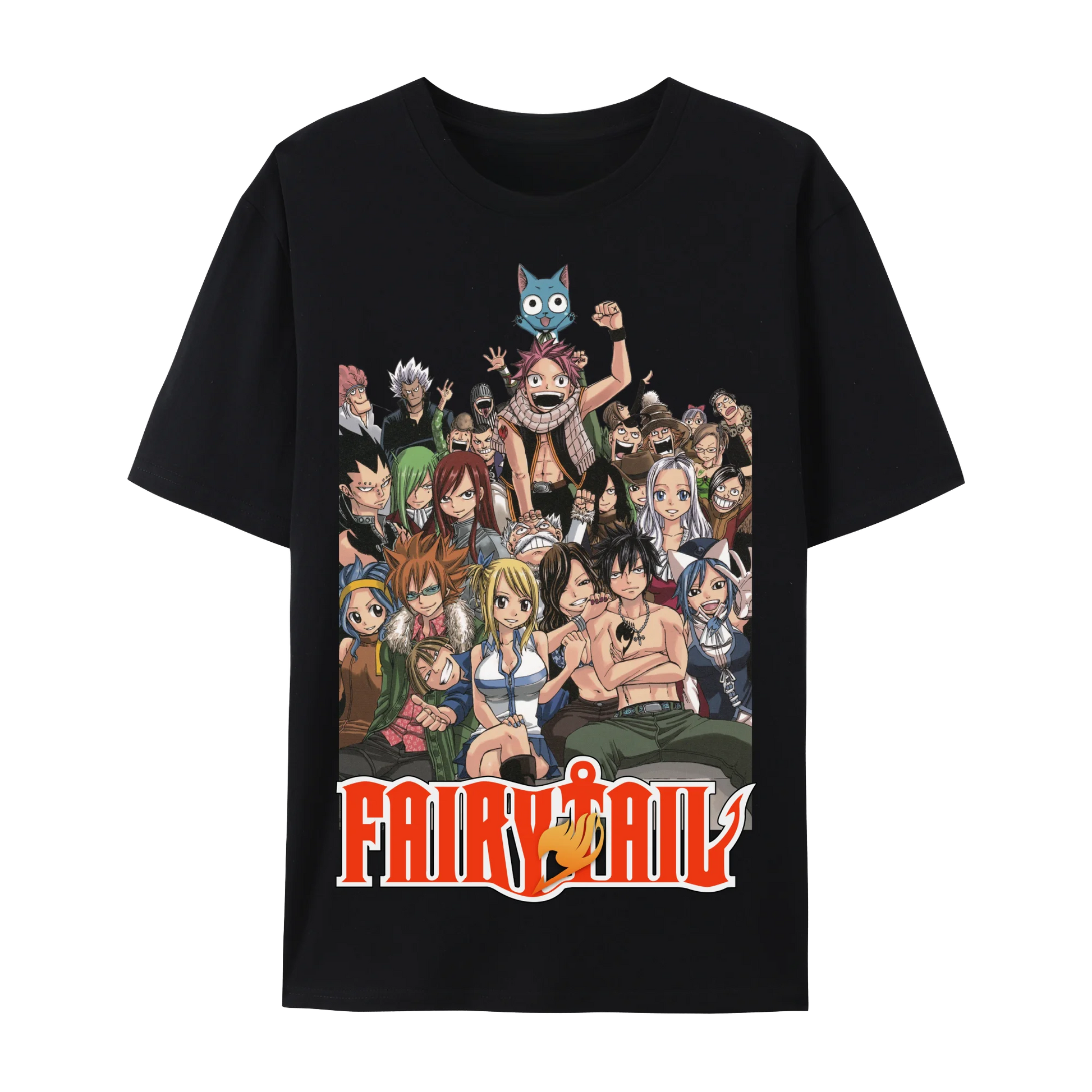 Fairy Anime Tail Natsu Dragneel & FT Member Graphic Cotton T-Shirt, Japanese Anime Unisex Short Sleeve Crewneck Shirt,