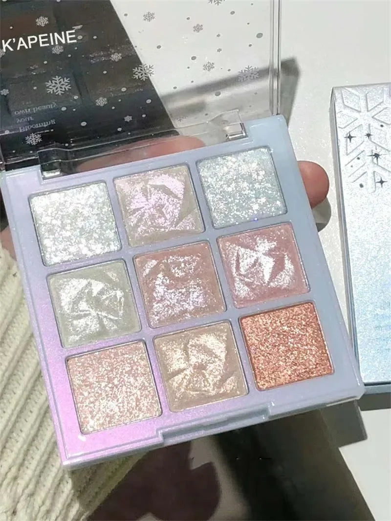 9 Colors Glitter Snowflake Eyeshadow Palette Dream Girl Pearly Eye Shadow Matte Matte Highlights Cool Tone Charming Eyes Makeup
