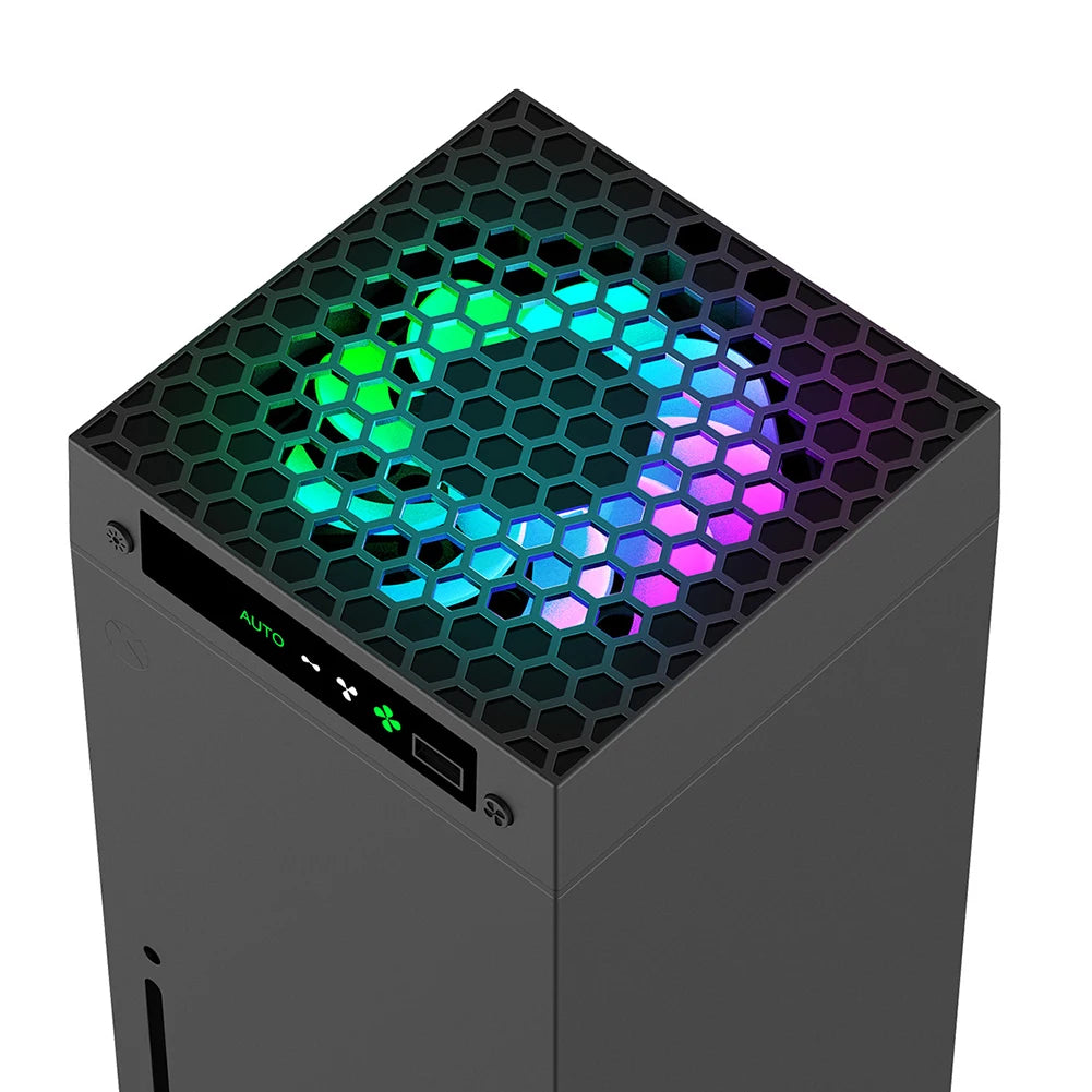 RGB Cooling Fan 3 Level Adjustable Speed Temperature-Controlled Cooling Fan System with Headset Holder for Xbox Series X