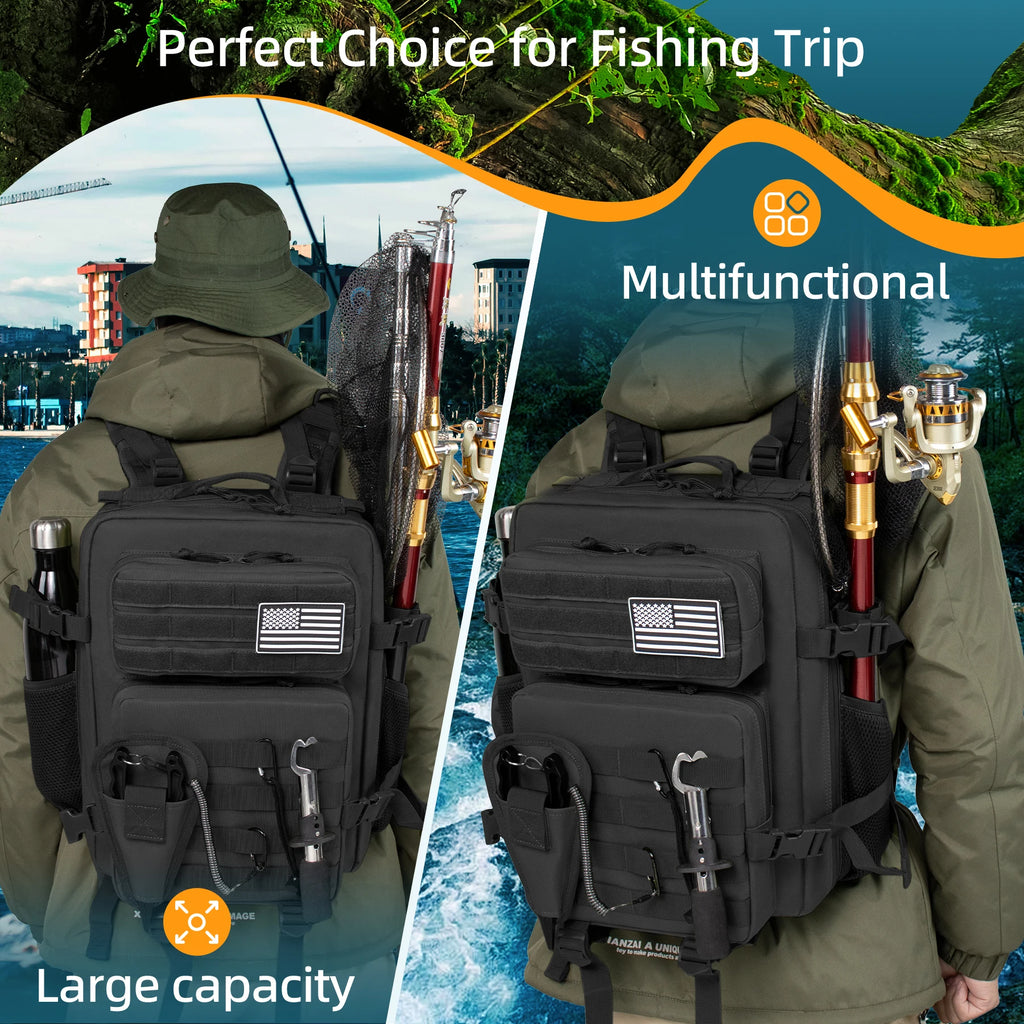 25L Fishing Hunting Bag Tactical Backpack Men's Travel Large Capacity Backpack Durable Waterproof Men's Outdoor Bag