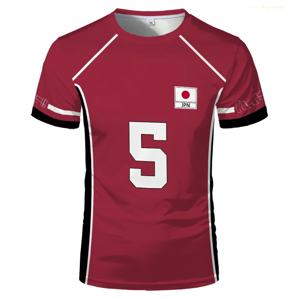 Janpan Anime Haikyuu Fukurodani Red Cosplay T-shirts Cartoon Costume Men's T Shirt Karasuno High School Boys Volleyball Jerseys