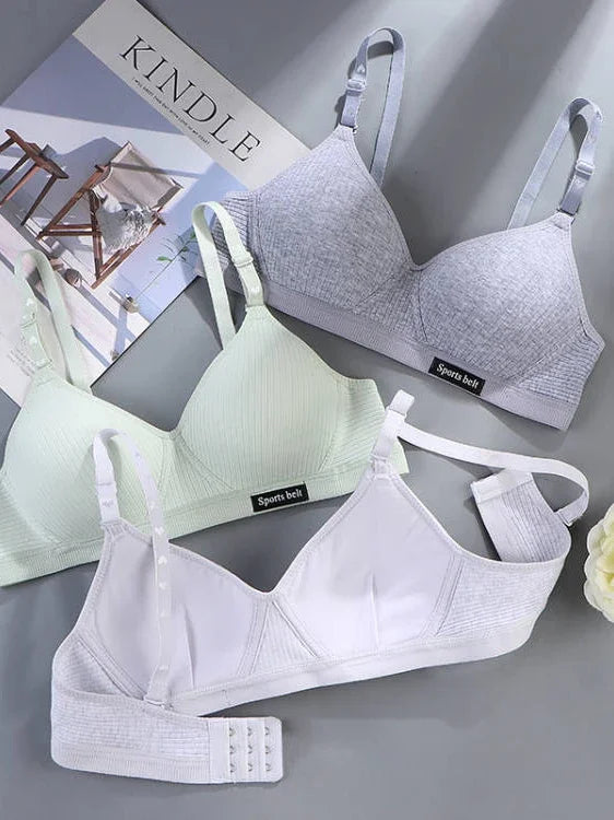 Cotton Wireless Bra for Women Seamless Push Up Bras Comfortable V-Shaped Gathering Underwear AB Cup Intimate Lingerie