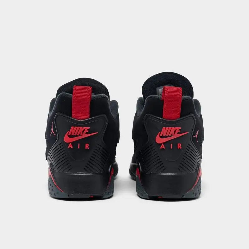 Big Kids' Air Jordan MVP 92 Basketball Shoes in black and red, showcasing a stylish design and breathable materials.