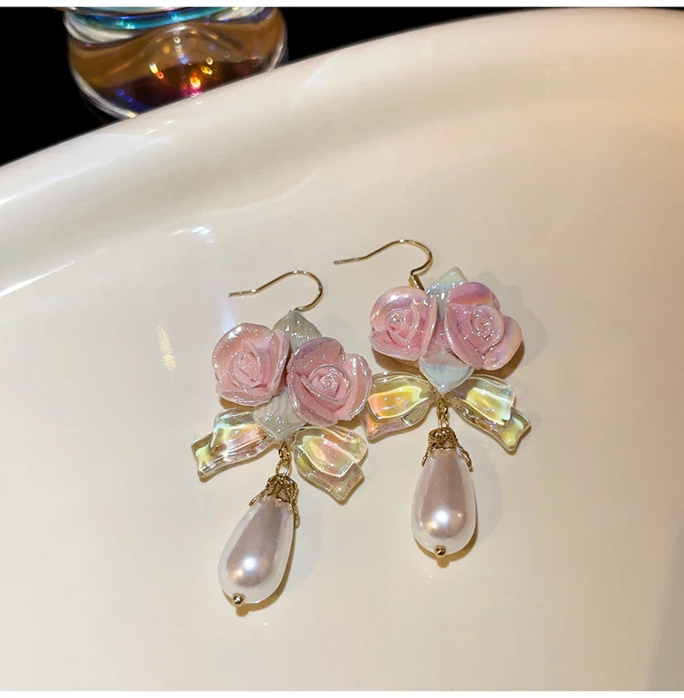 Lily Of The Valley Leaf Water Drop Resin Dangle Earrings For Women Partysu New In Earring Hook Vintage Fashion Cheongsam Jewelr