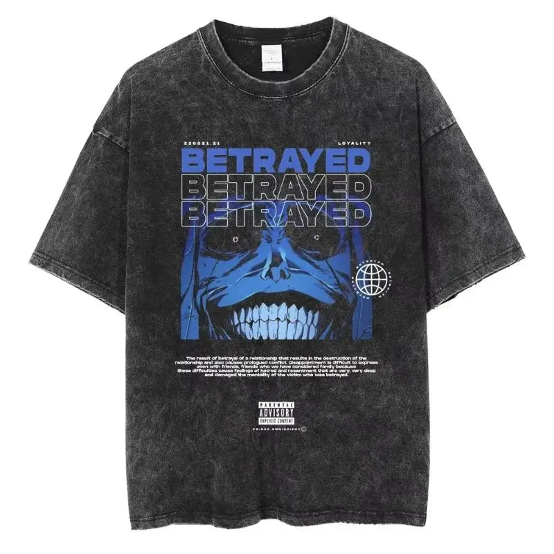 Men's and women's T-shirt plus size Harajuku unisex washed cotton T-shirt Hot Anime Solo Leveling Song Jinyu printed T-shirt