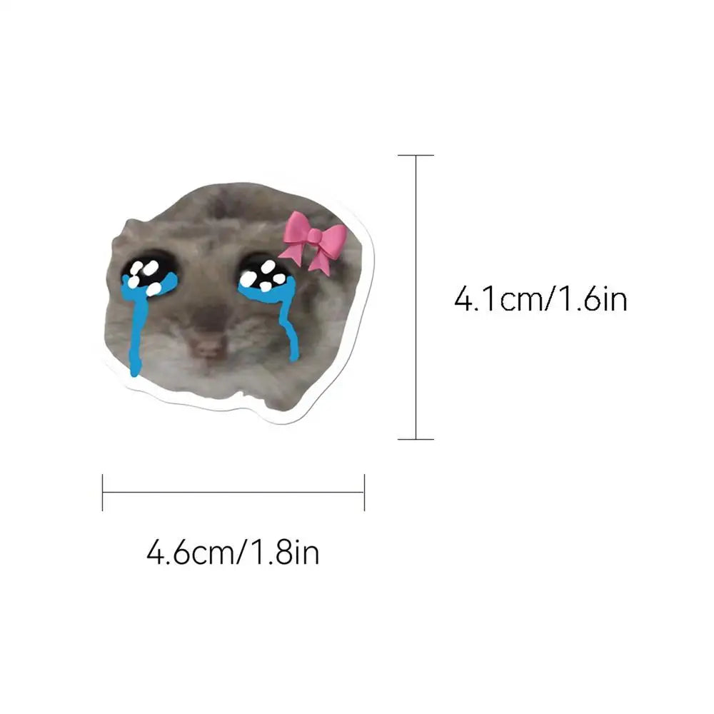 56pcs Sad Hamster Meme Decals Cute Stickers Cute Cartoon Graffiti Decals Cute Sad Hamster Sticker Decals For Laptop Water Cup