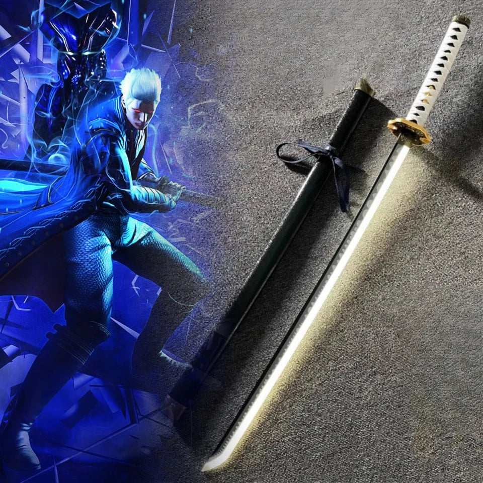 104cm Luminous Yamato Katana Sword Led Light Devil May Cry 5 Anime Cosplay Prop Vergil Real Japanese Katana Samurai Sabre Toy
