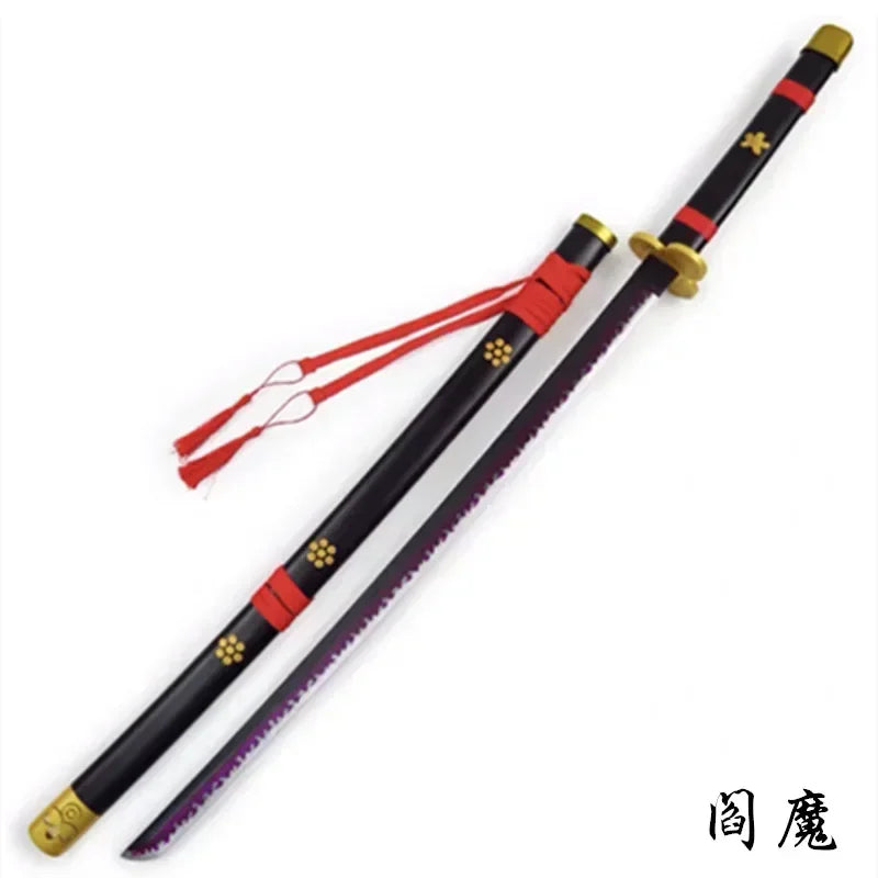 104cm Zoro Katana Sandai Kitetsu Sword Blade Anime Cosplay Prop Ninja Knife Real Full Size Japanese Katana Samurai Sabre Kid Toy