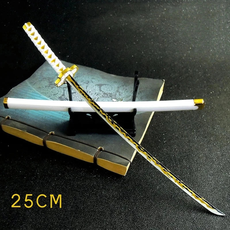 26CM Demon Slayer Sword Real Katana Swords Demon Slayer Cosplay Metal Props Weapon Anime Battle Ready No Cutting Edge Bedroom