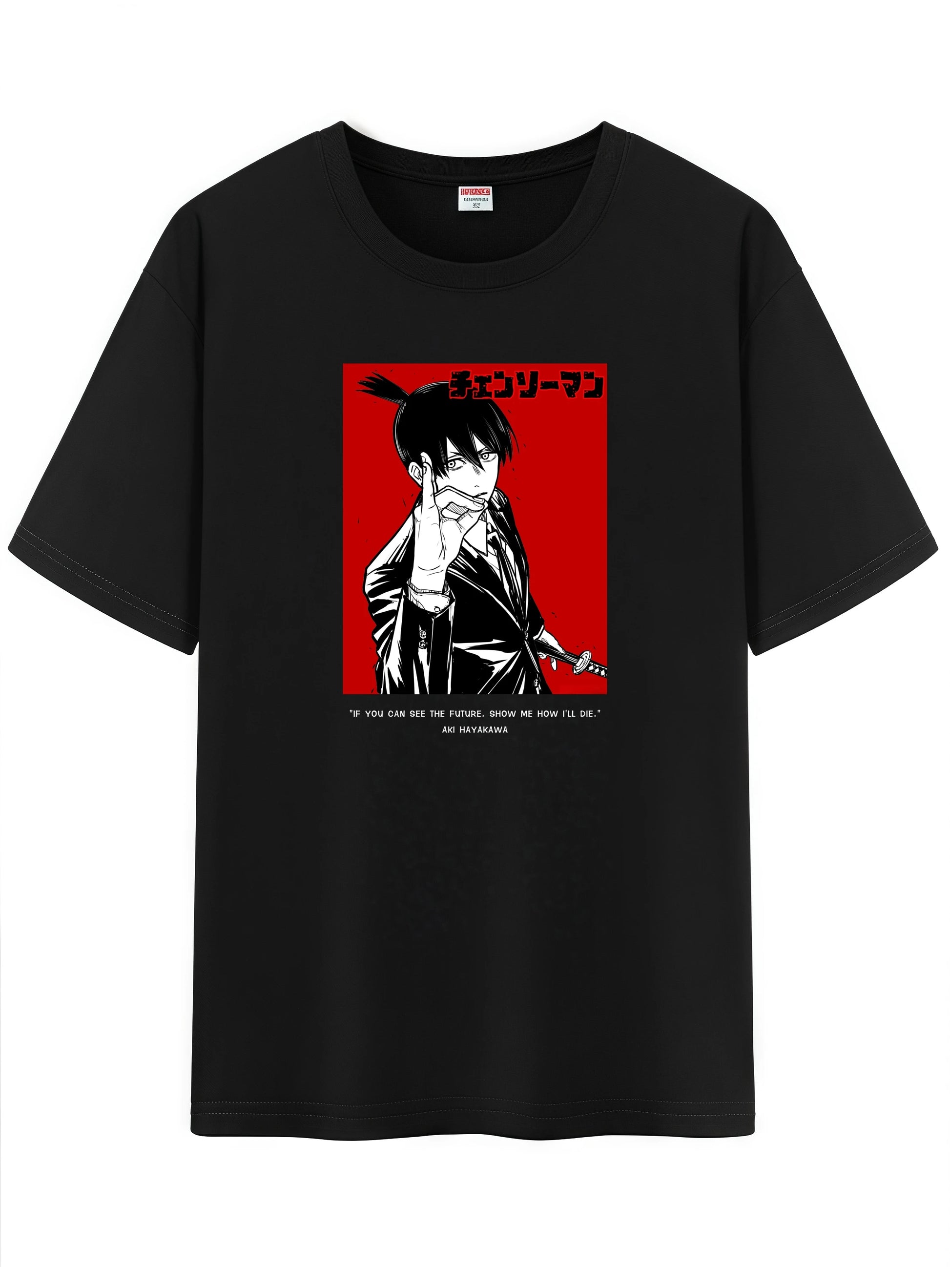 Unisex Japanese Anime Pattern T-Shirt, Chainsaw Man Denji Makima Character Graphic Short Sleeve Regular Fix Tee Shirt