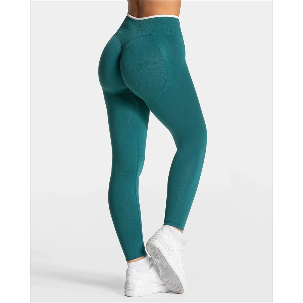 Women's Seamless Gym Solid Color Sports Pants White Edge Waist Tight High Waist Hip Lifting Yoga Pants Running Exercise Pants