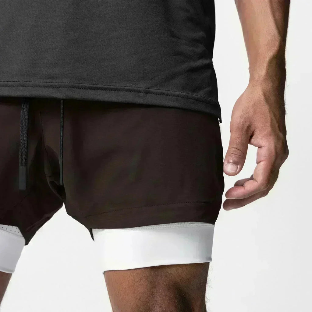 Summer New Black Five-leaf Clover Printed Men's and Women's Shorts Double-layer Loose Sports and Casual Pants for Beach Fitness