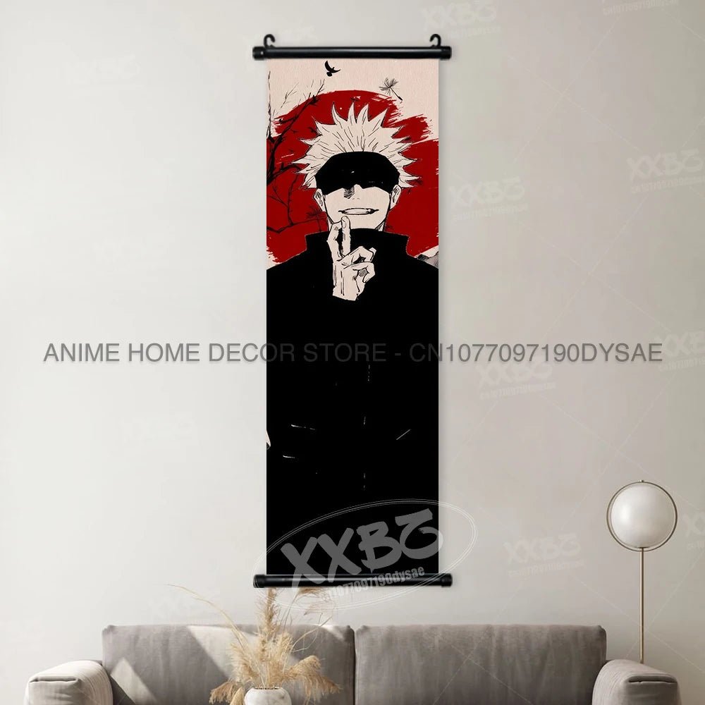 Jujutsu Kaisen Posters Gojo Satoru Canvas Scrolls Picture Panda Home Decoration Wall Artwork Fushiguro Megumi Hanging Painting