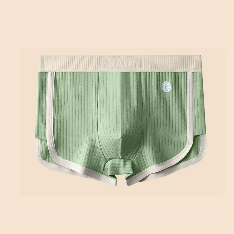 1/3PCS 100% Cotton Solid Striped Men's Boxer Sexy Breathable Mesh U Crotch Underwear High Elastic Widen Waistband Underpants