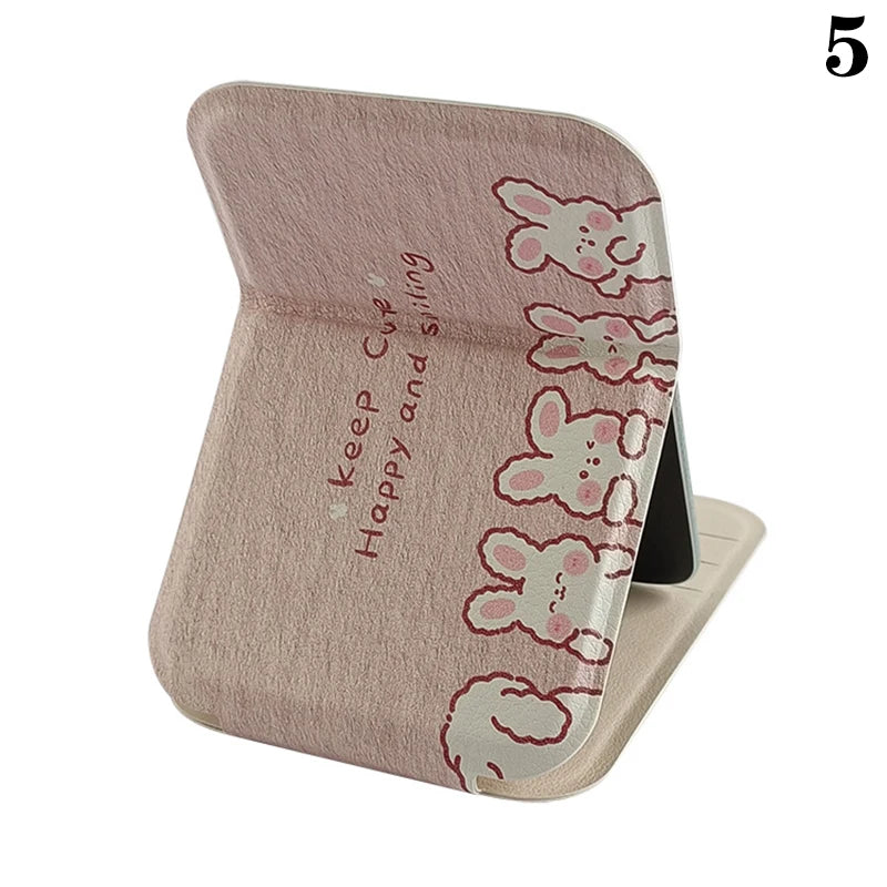 PU Leather Portable Mini Makeup Pocket Mirror Adjustable Angle Desktop Small Folding Cosmetic Mirror High Definition Vanity Tool
