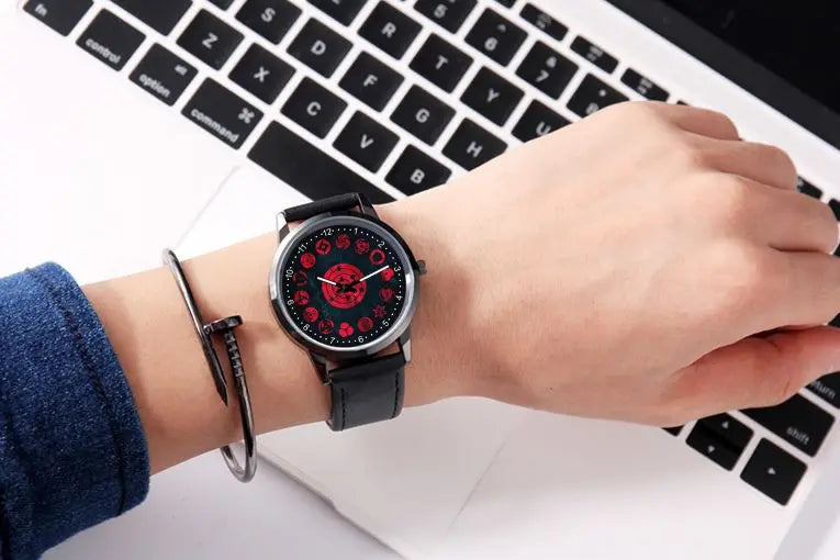 Naruto Watch Men's Electronic Watch Casual Leather Strap Waterproof Watch Animation Uzumaki Naruto Sharingan Holiday Gift Watch