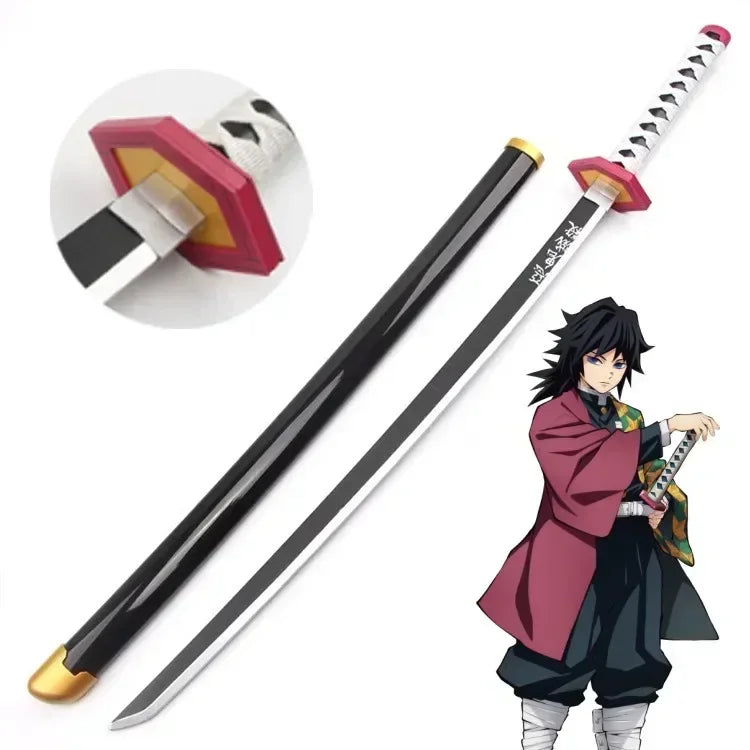 104cm Demon Slayer Katana Sword Kimetsu No Yaiba Anime Cosplay Prop Ninja Knife Real Size Japanese Katana Samurai Sabre Kid Toys