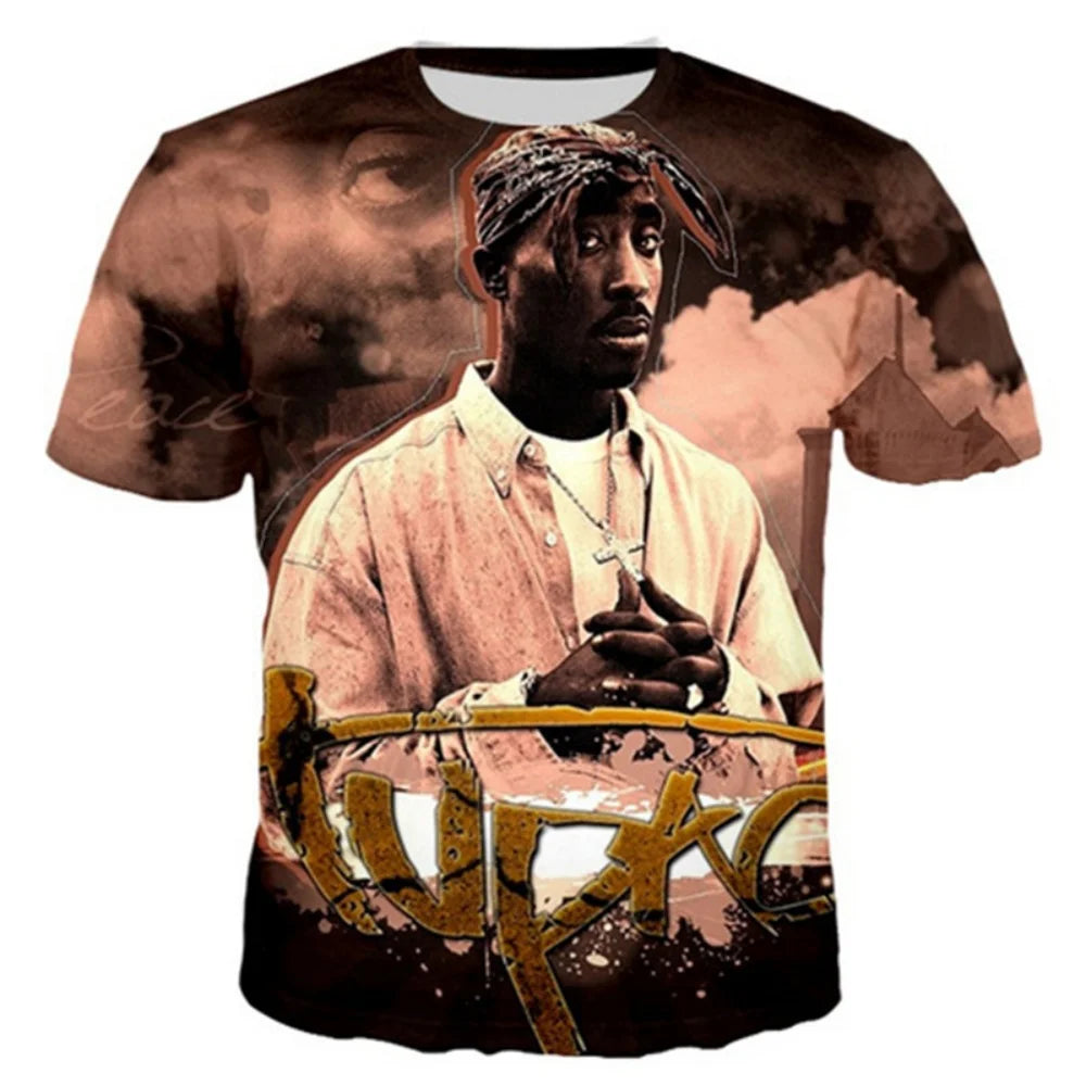 New T-Shirt Harajuku Men T-Shirt Fashion 2pac Graphic T Shirts Hip Hop Men's T-Shirts Summer Tops T-Shirts Man Designer Clothes