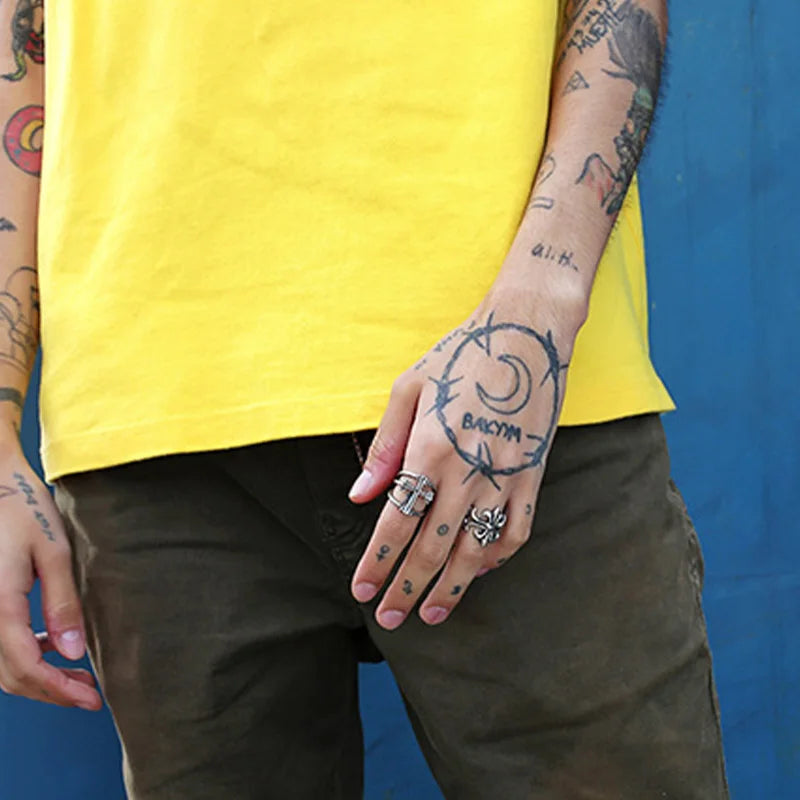 Retro Double Band Cross Ring For Men Punk Gothic Rock Hiphop Open Ring Biker Accessories Handmade Designer Jewelry Unisex Gift